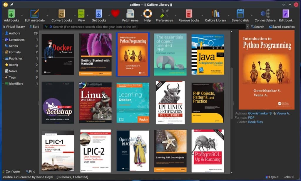 Calibre 7.23 ebook management tool.