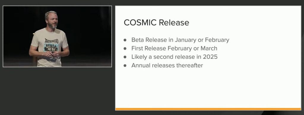 COSMIC Desktop release scheduler.