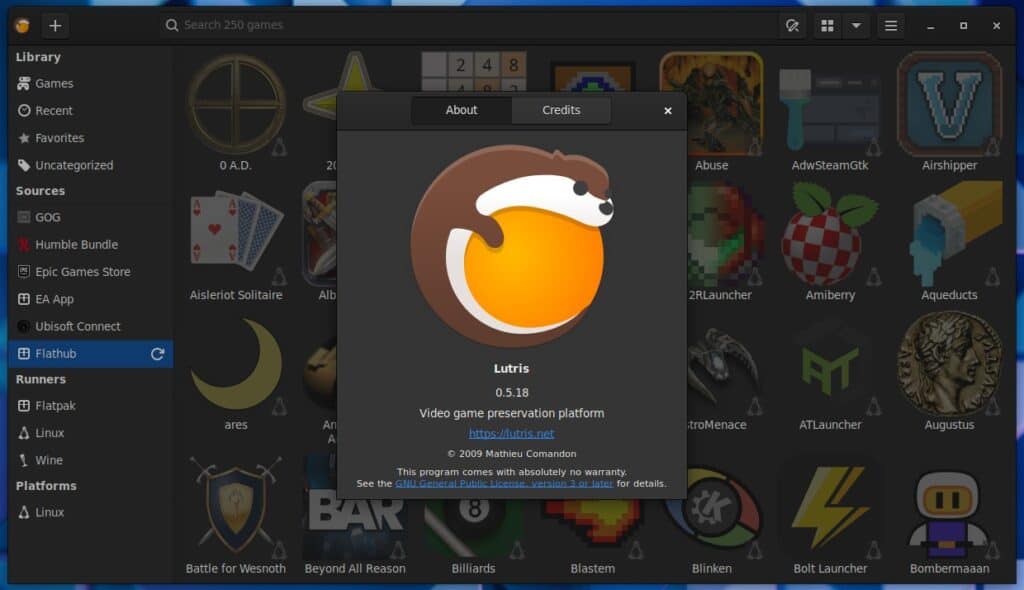 Lutris 0.5.18 Linux game manager