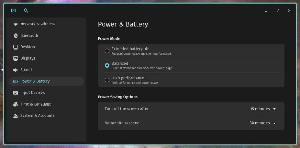 Display Power Management Settings