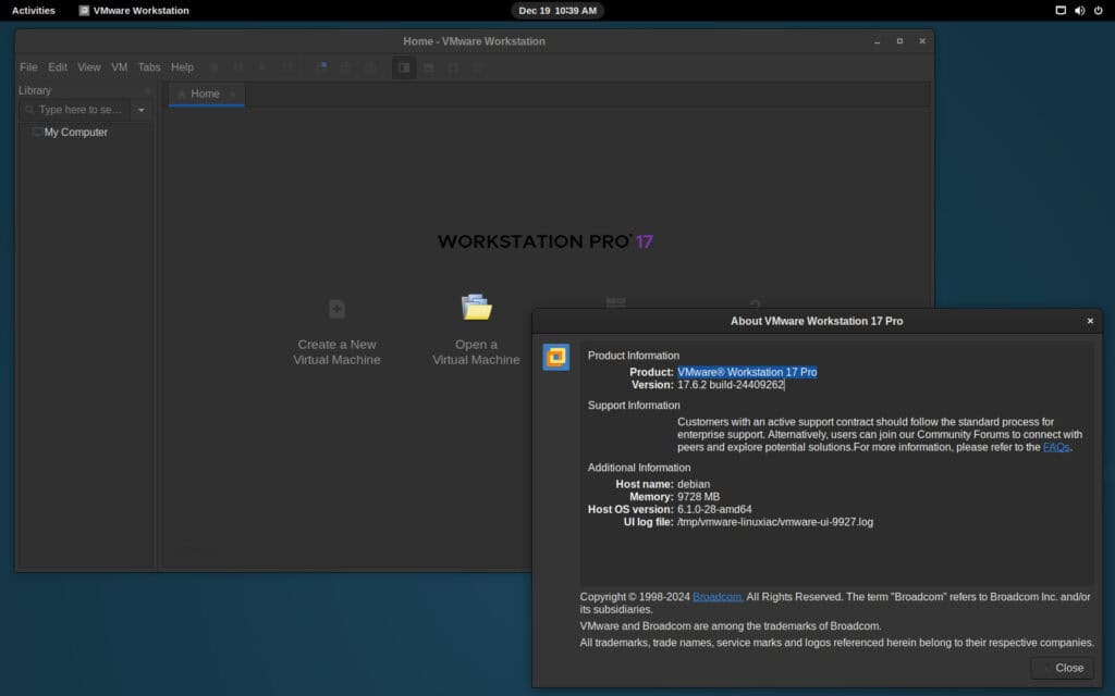 VMware Workstation Pro 17.6.2