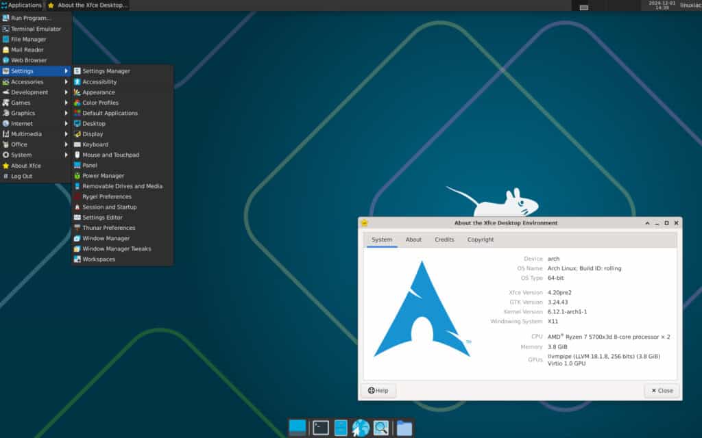 Xfce 4.20 Pre2 Desktop Environment 