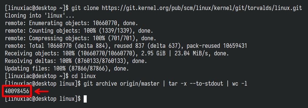 Linux kernel surpasses 40 million lines of code.