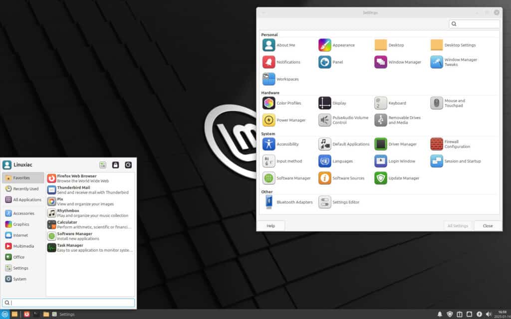 Linux Mint 22.1 Xfce Desktop