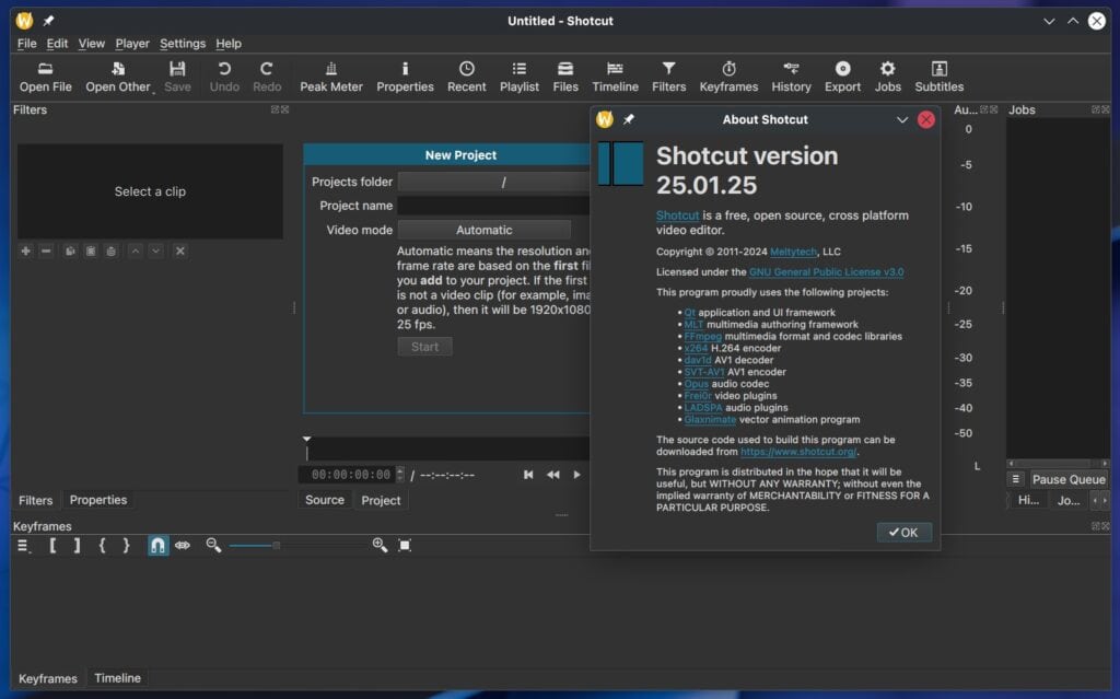 Shotcut 25.01 Video Editor