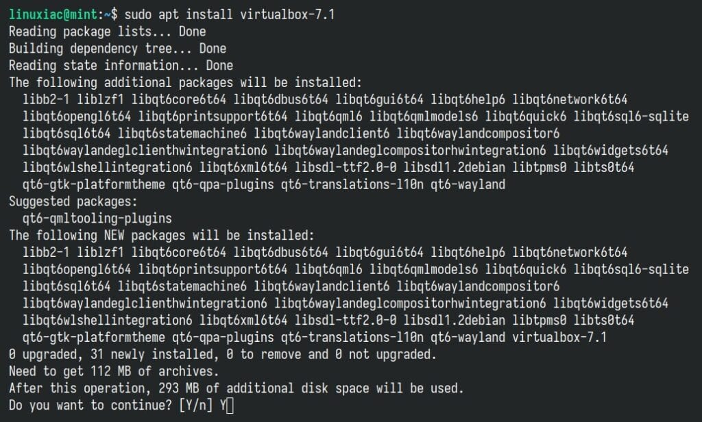 Installing VirtualBox on Linux Mint 22.