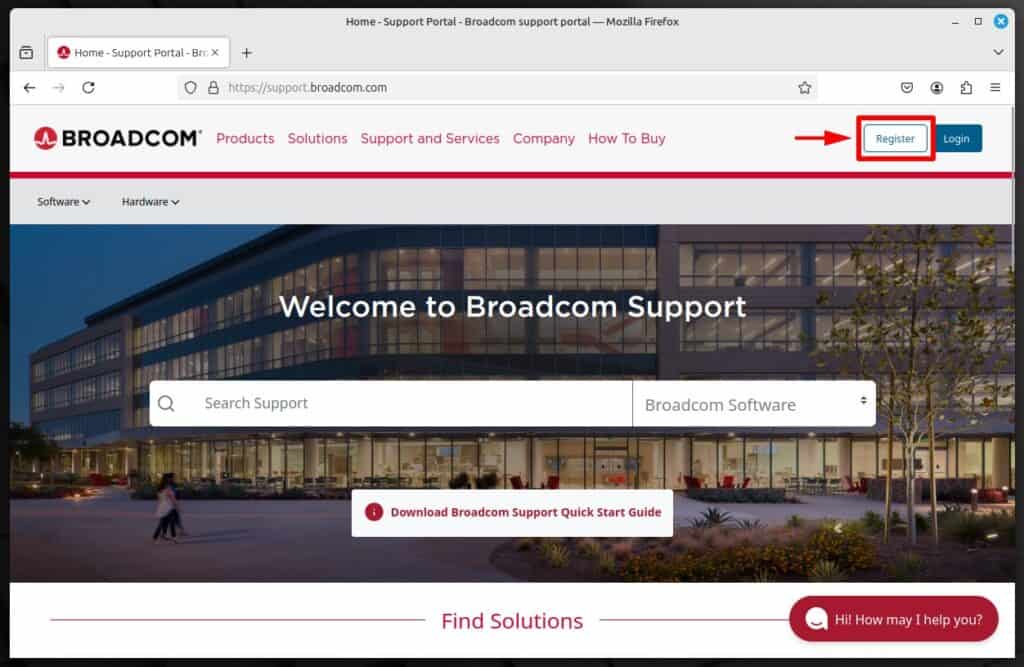 Register for a new Broadcom account.