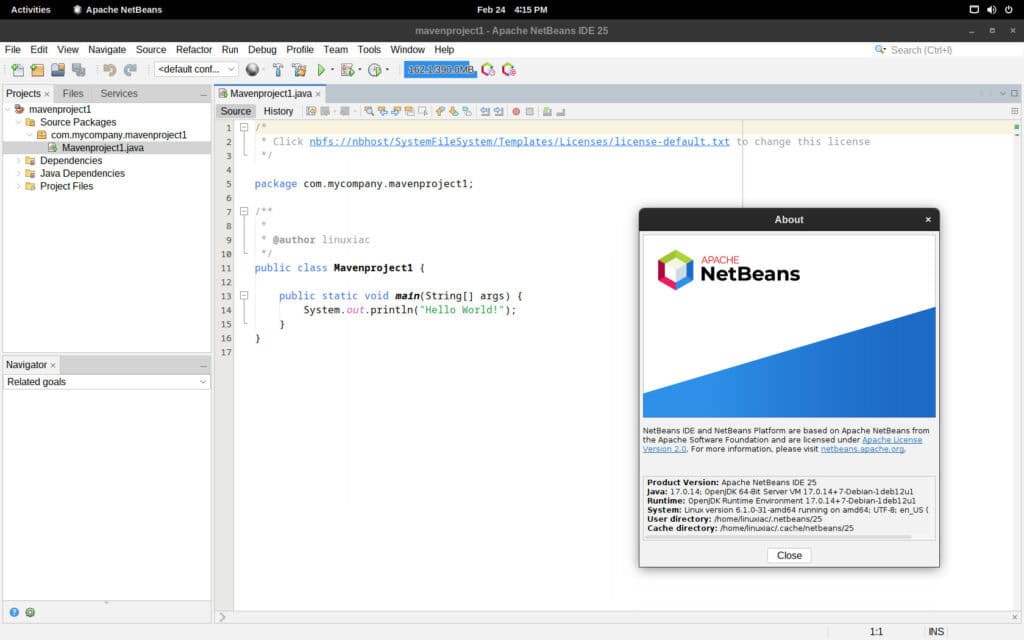 Apache NetBeans 25 open-source IDE