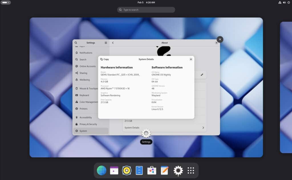 GNOME 48 Desktop Environment (Alpha)