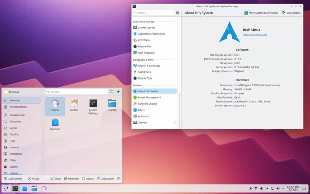 KDE Plasma 6.3.1 Desktop Environment