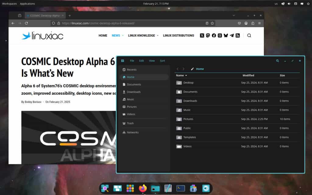 COSMIC Desktop Alpha 6