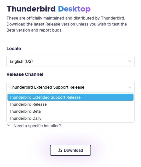 Thunderbird Release Channels