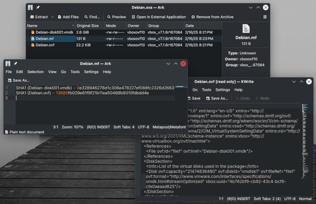 VirtualBox's OVF file content.