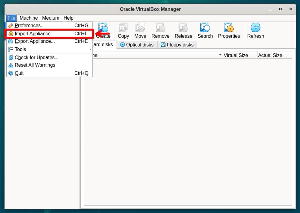 Importing a VirtualBox VM.