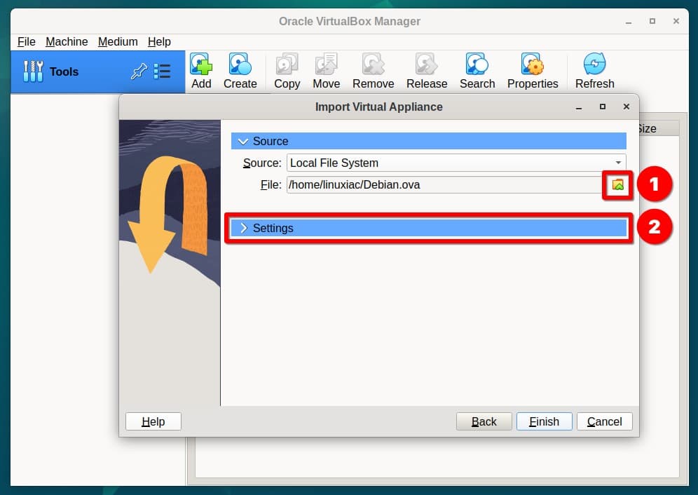 Specify the path to the OVA file by selecting it.