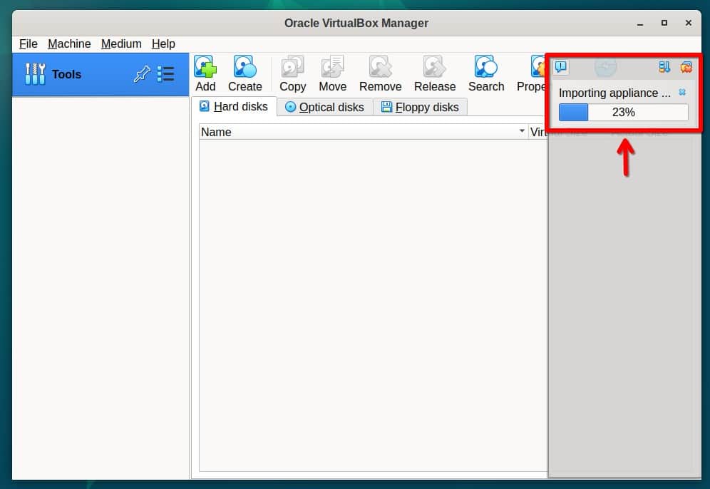 Importing a VirtualBox VM.