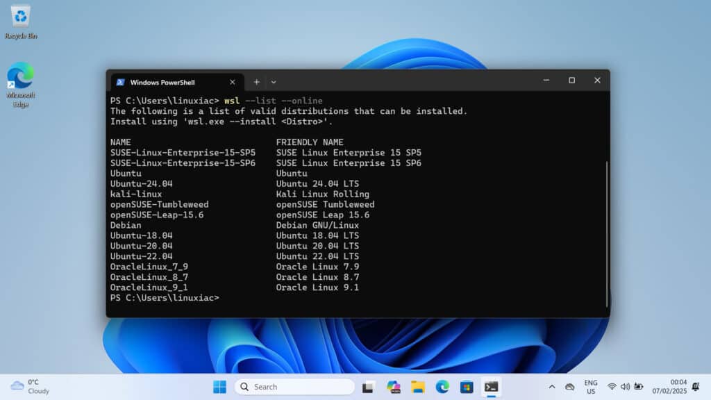 List of Linux distros officially available on WSL.
