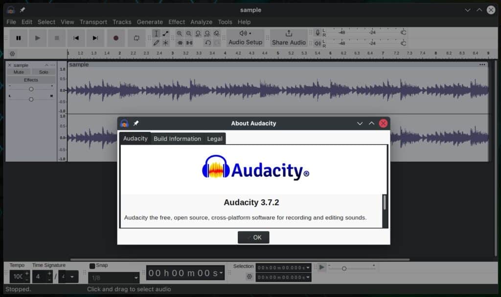 Audacity 3.7.2 open-source audio editor