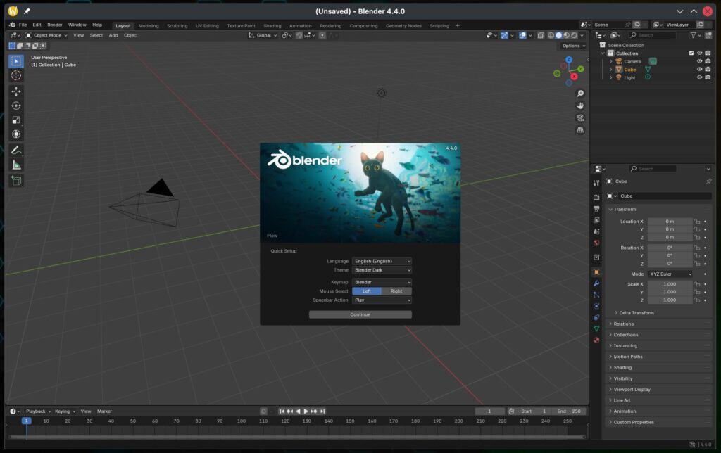 Blender 4.4 open-source 3D creation suite