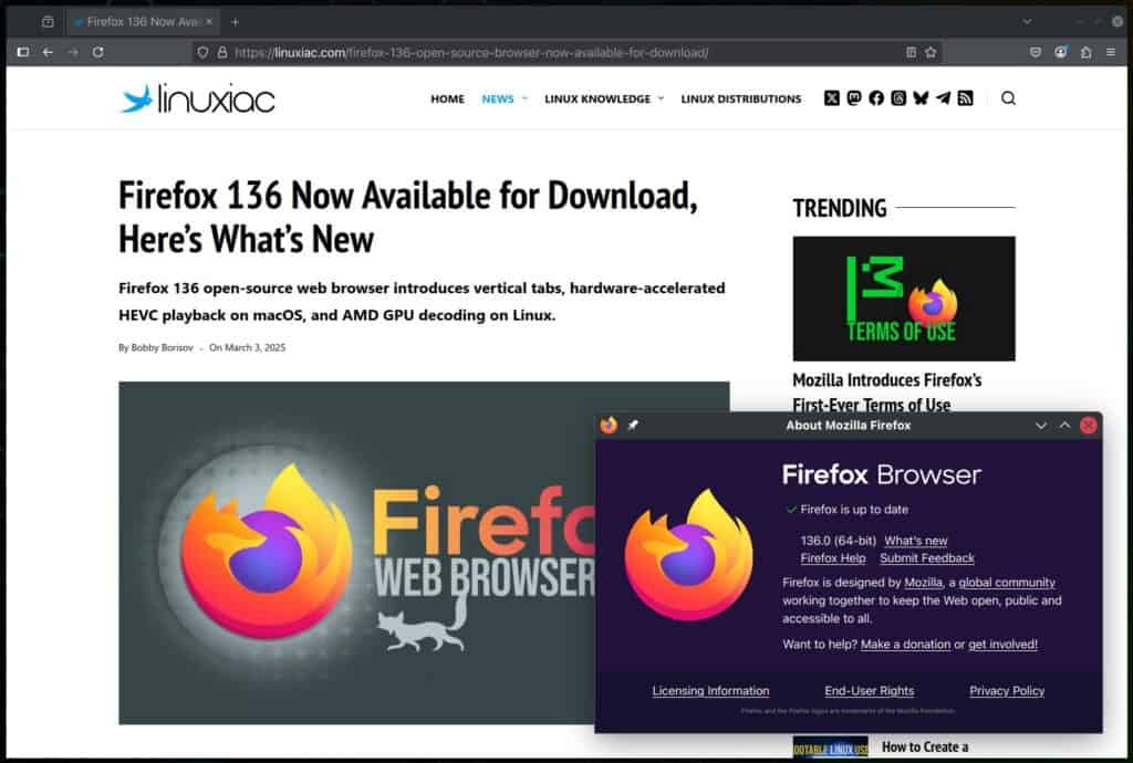 Mozilla Firefox 136 Web Browser