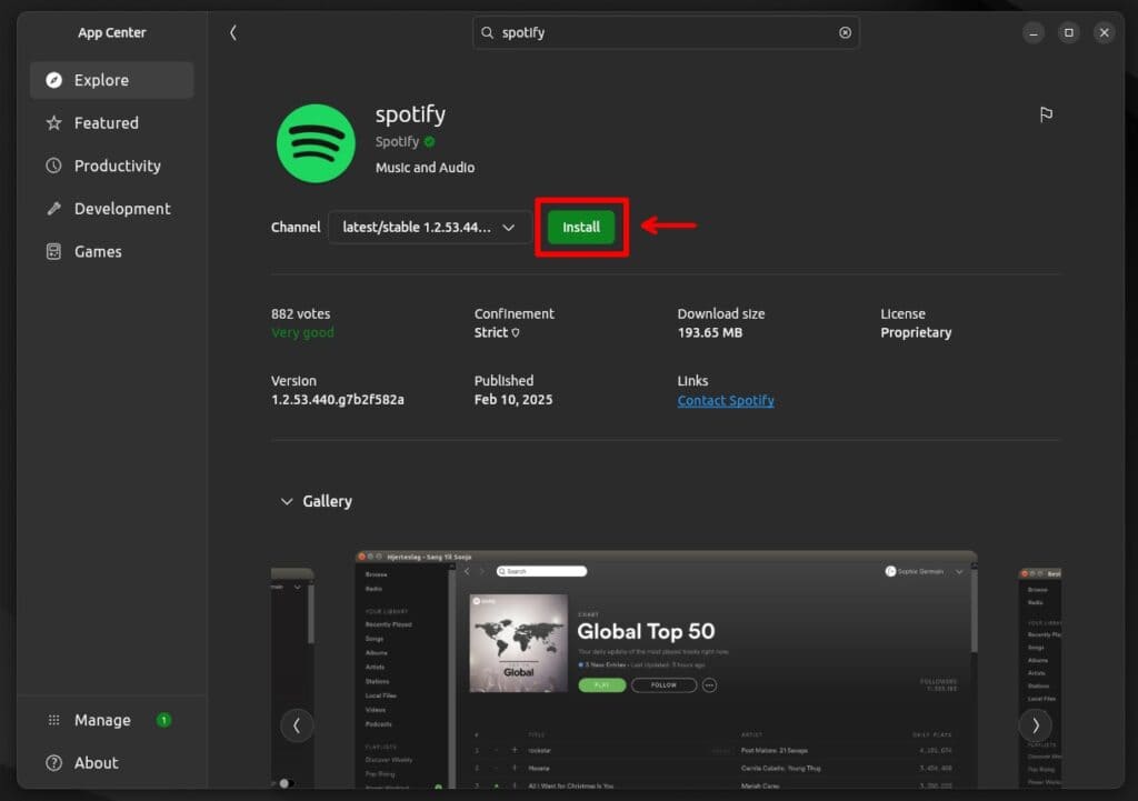 Installing Spotify on Ubuntu 24.04 LTS.