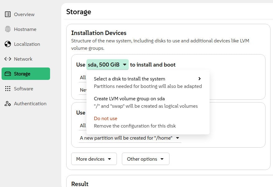 Storage options