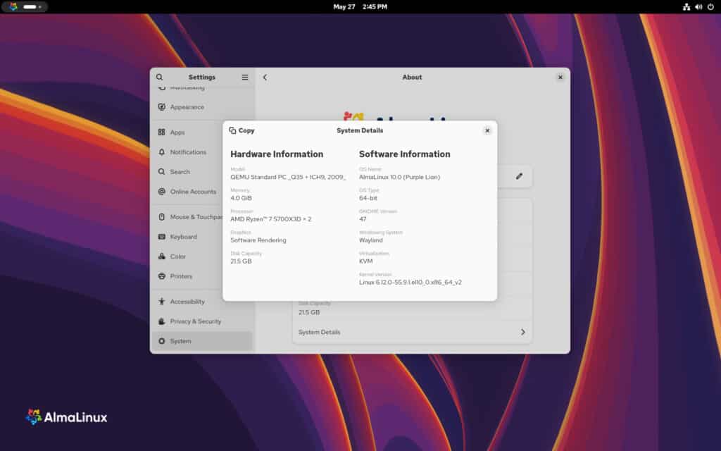 AlmaLinux 10 "Purple Lion"