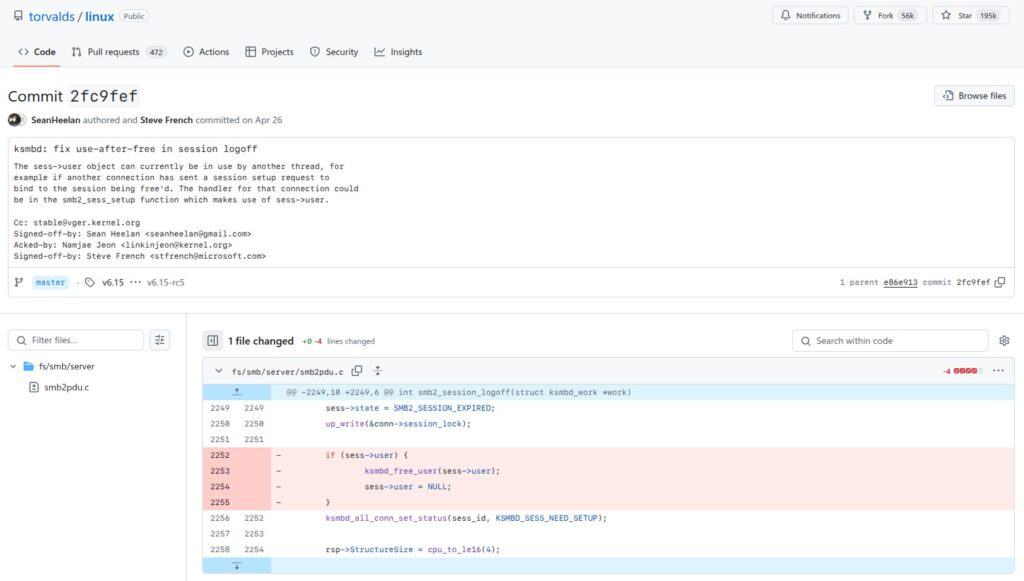 A remote 0-day in the Linux kernel's SMB code is already patched.