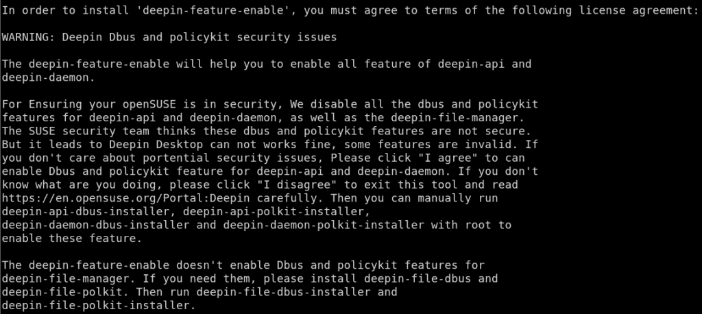 Deepin's license agreement allows users to bypass the security checks.