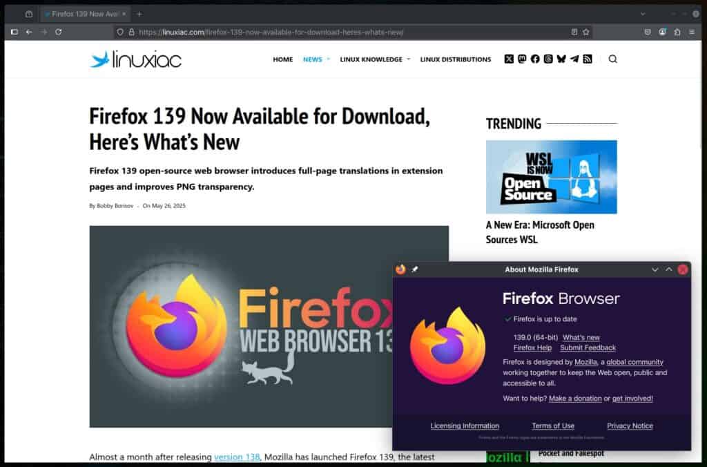 Mozilla Firefox 139 Web Browser