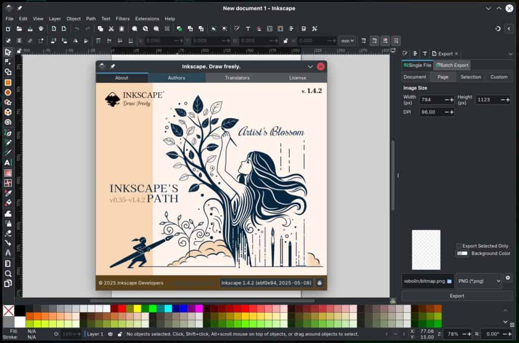 Inkscape 1.4.2 редактор векторної графіки з відкритим кодом
