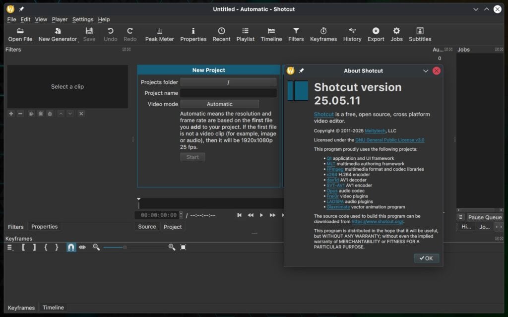Shotcut 25.05 Video Editor