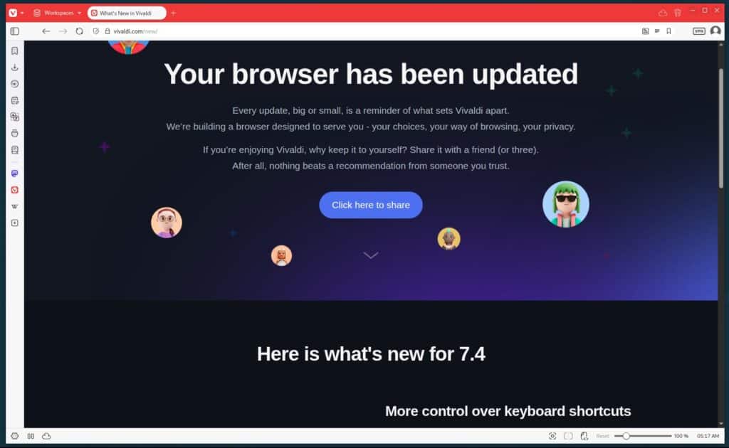 Vivaldi Browser 7.4