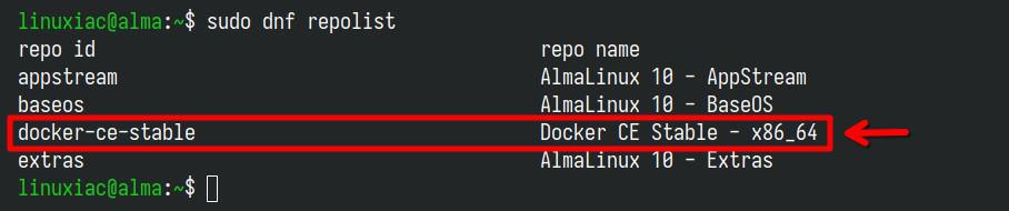 AlmaLinux 中可用存储库的列表。