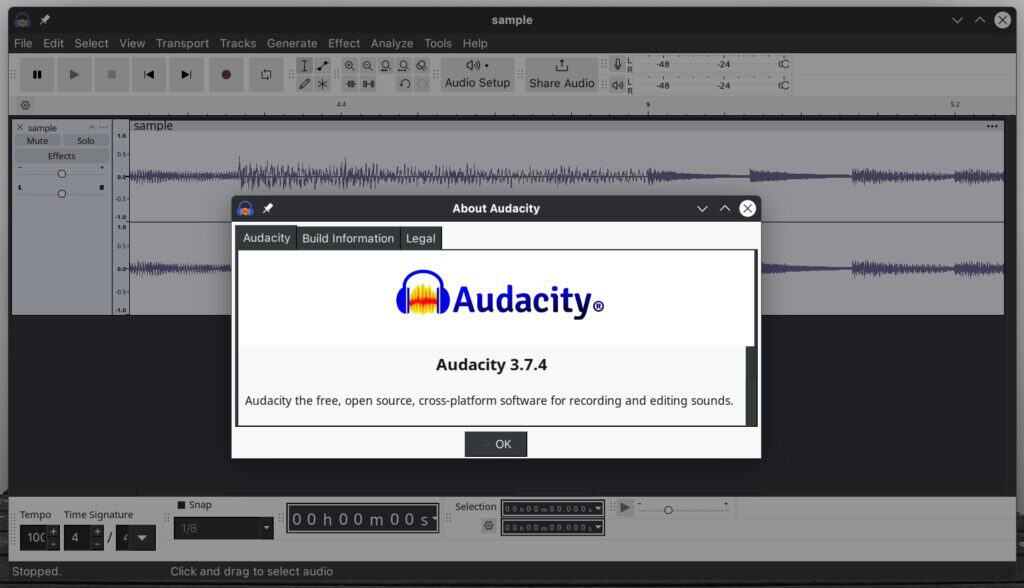 Audacity 3.7.4 open-source audio editor