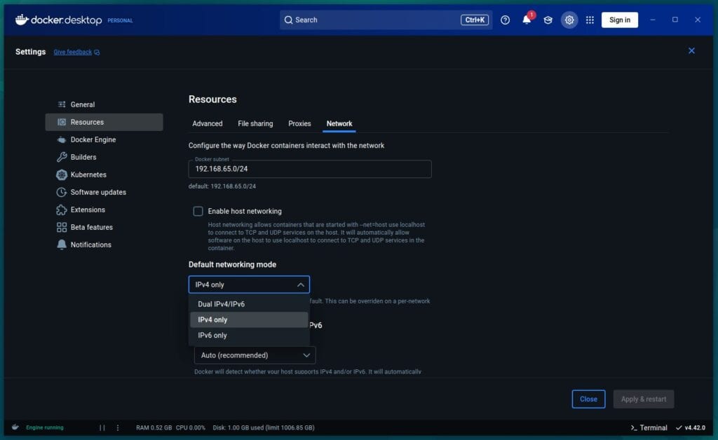 Docker Desktop 4.42