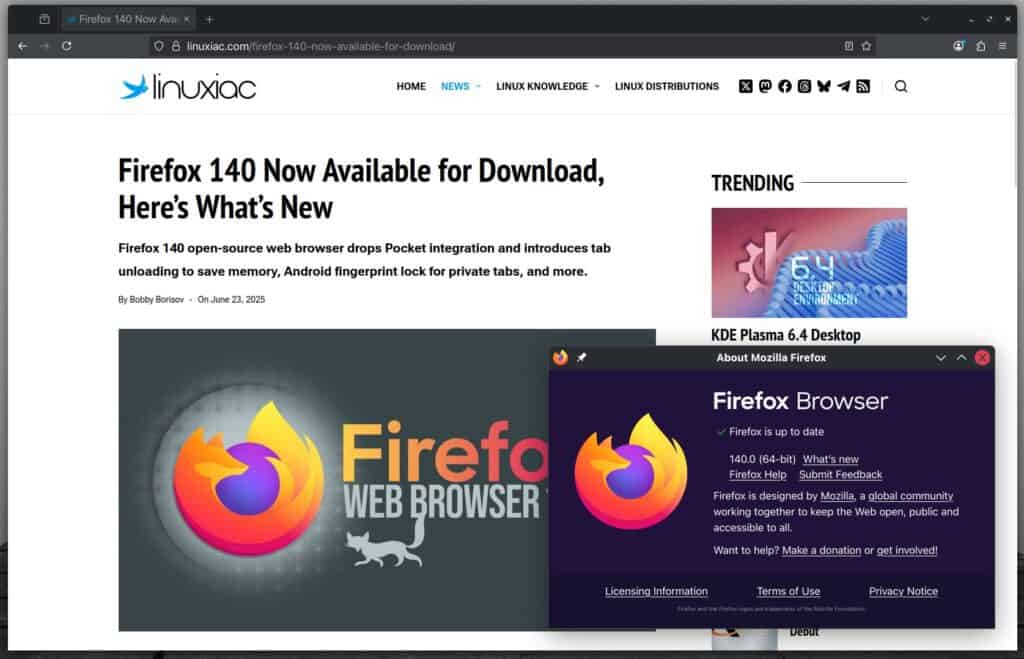 Mozilla Firefox 140 Web Browser