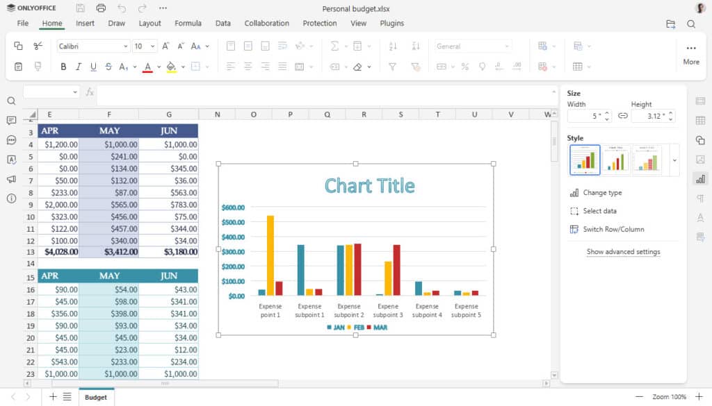 ONLYOFFICE 9.0 Charts