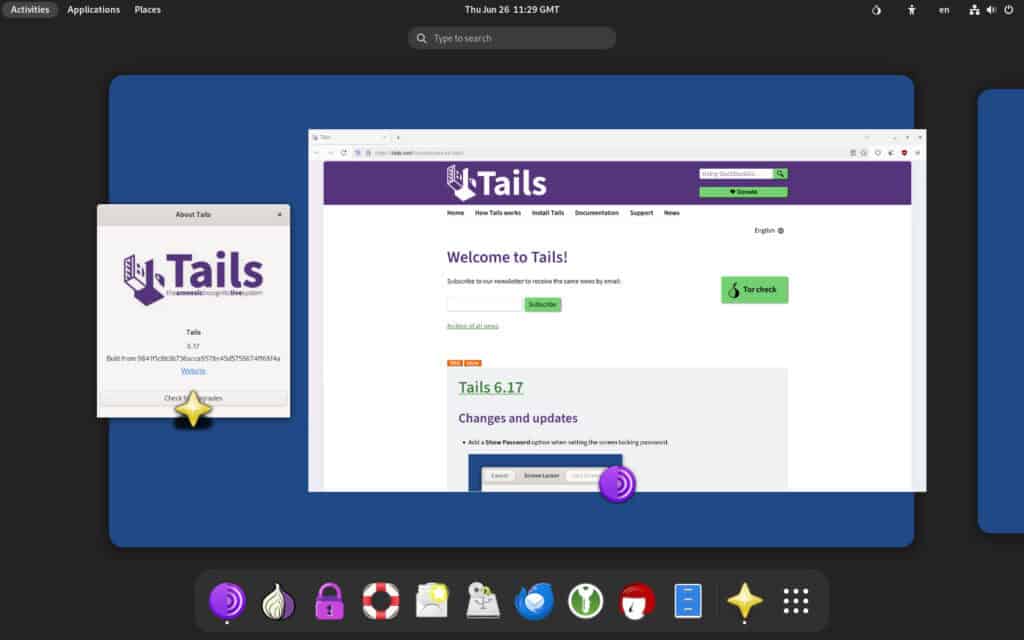 Tails 6.17 privacy-focused Linux distro.