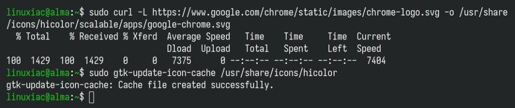 Fixing the missing Google Chrome icon.