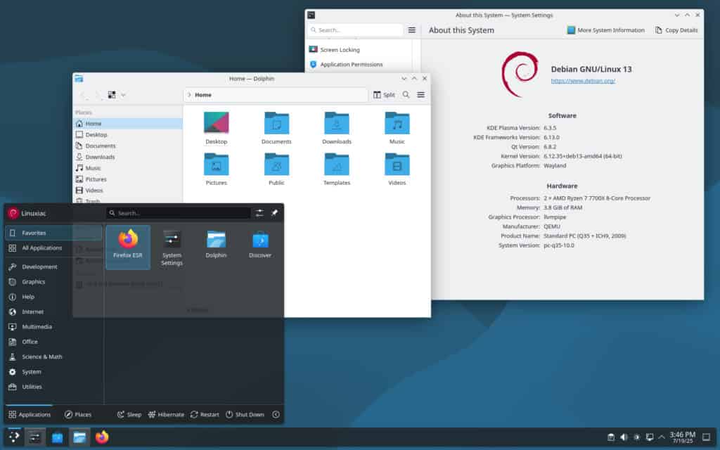 Debian 13 (Trixie) Plasma Desktop