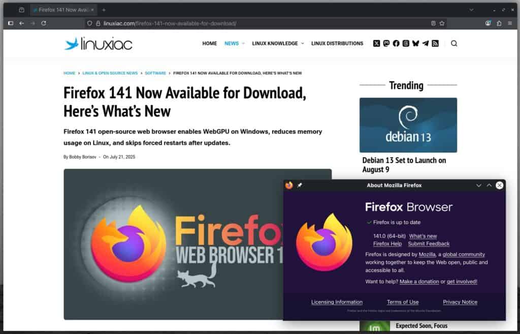 Mozilla Firefox 141 Web Browser
