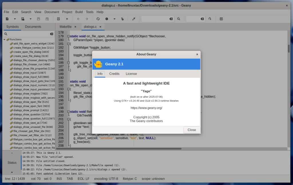 Geany 2.1 Integrated Development Environment