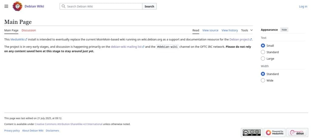 Нова, ще в процесі розробки Debian Wiki.