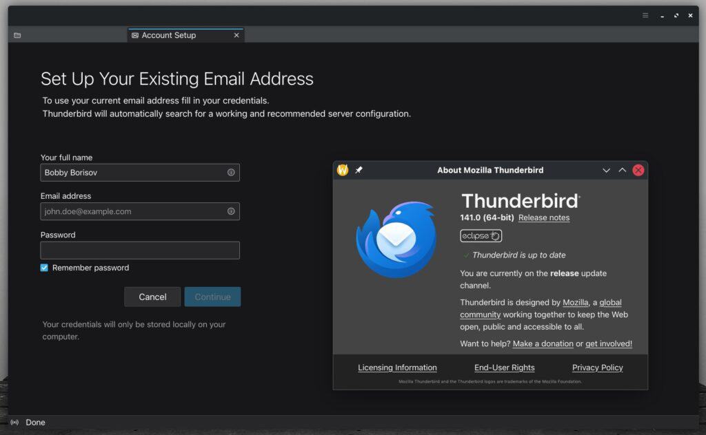 Mozilla Thunderbird 141 free & open-source desktop email client.