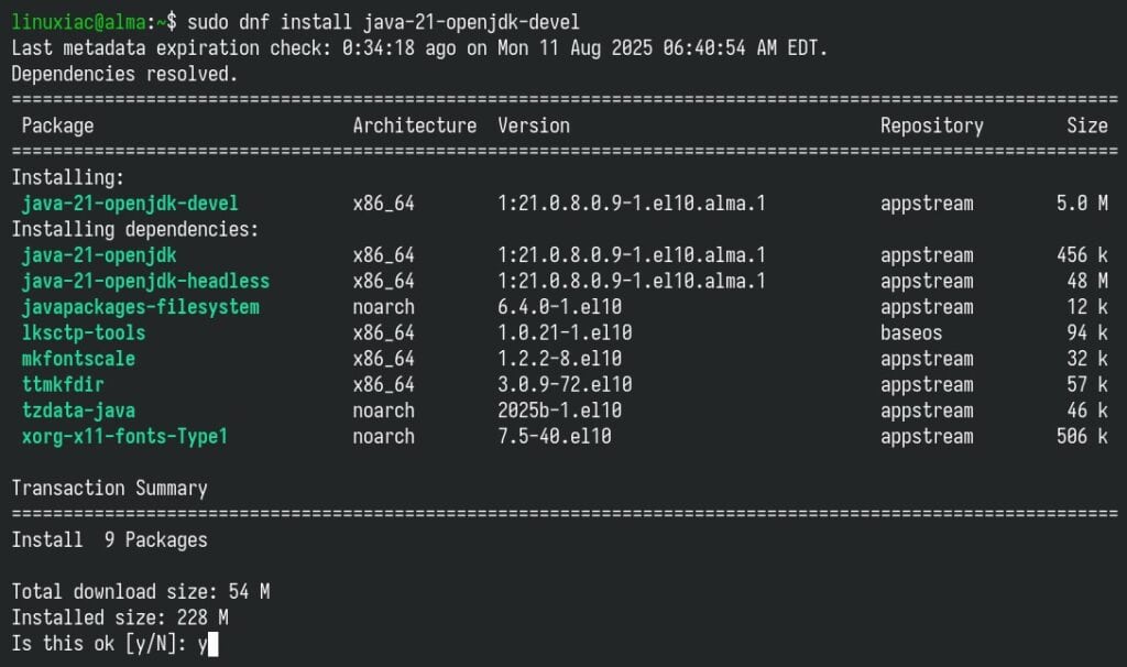 Installing Java on AlmaLinux 10.
