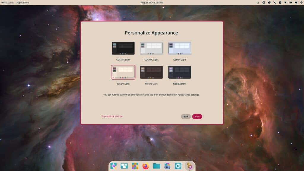 COSMIC Initial Setup - Layouts Settings