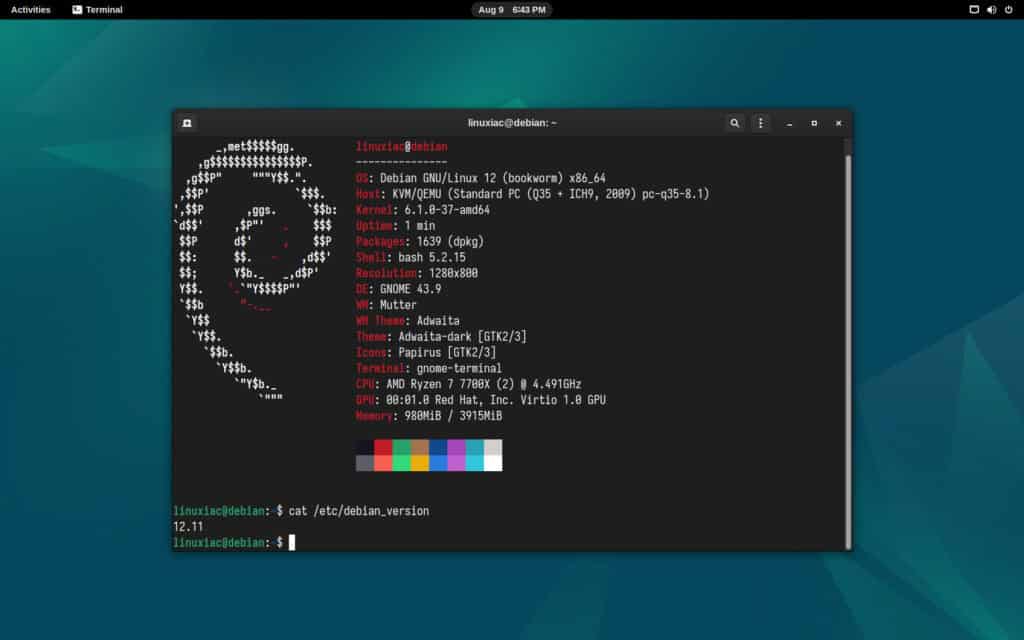Debian 12 before starting the upgrade to Debian 13.