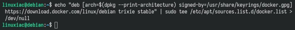 Add the official Docker repository to Debian 13.