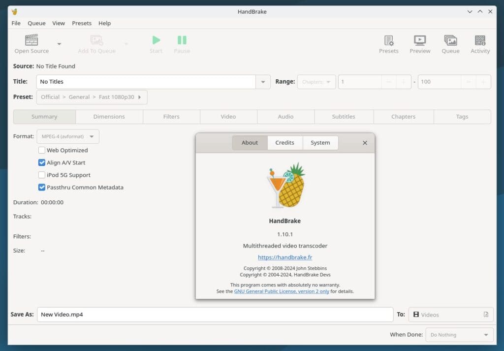 HandBrake 1.10.1 Video Transcoder